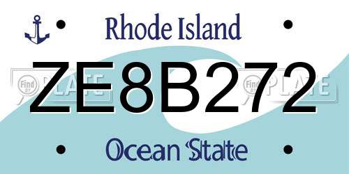 ZE8B272 Rhode Island License Plate