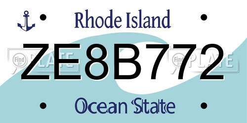ZE8B772 Rhode Island License Plate