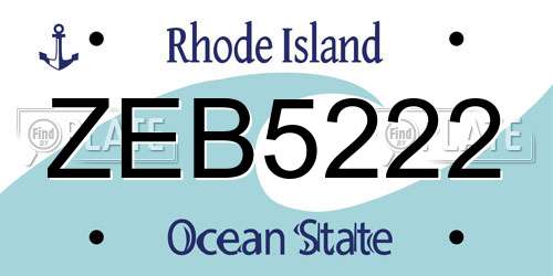 ZEB5222 Rhode Island License Plate