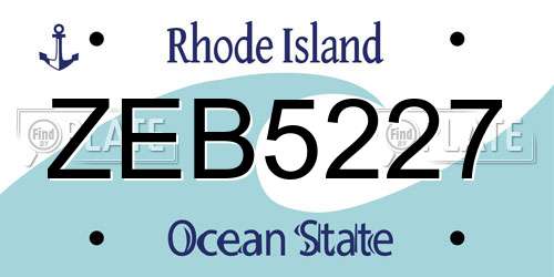 ZEB5227 Rhode Island License Plate