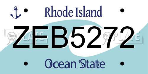 ZEB5272 Rhode Island License Plate
