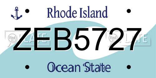 ZEB5727 Rhode Island License Plate