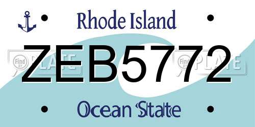ZEB5772 Rhode Island License Plate