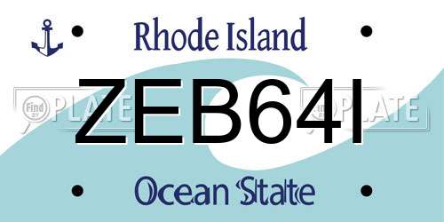 ZEB64I Rhode Island License Plate