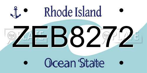 ZEB8272 Rhode Island License Plate