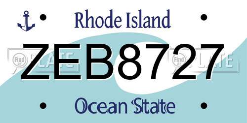 ZEB8727 Rhode Island License Plate
