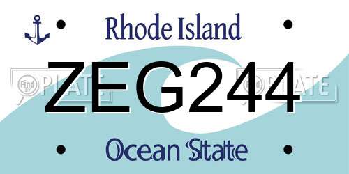 ZEG244 Rhode Island License Plate