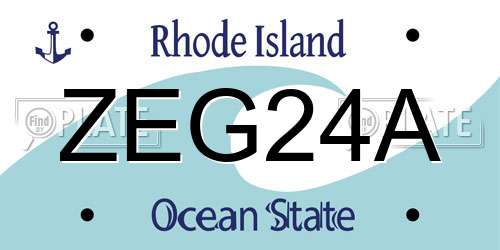 ZEG24A Rhode Island License Plate