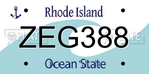 ZEG388 Rhode Island License Plate