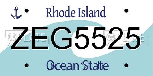 ZEG5525 Rhode Island License Plate