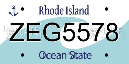 ZEG5578 Rhode Island License Plate