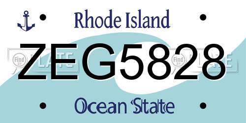 ZEG5828 Rhode Island License Plate
