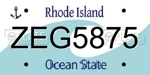 ZEG5875 Rhode Island License Plate