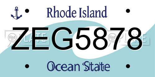 ZEG5878 Rhode Island License Plate