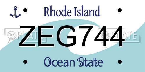 ZEG744 Rhode Island License Plate
