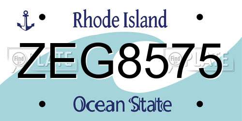 ZEG8575 Rhode Island License Plate