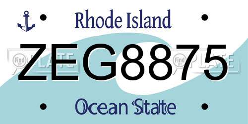 ZEG8875 Rhode Island License Plate