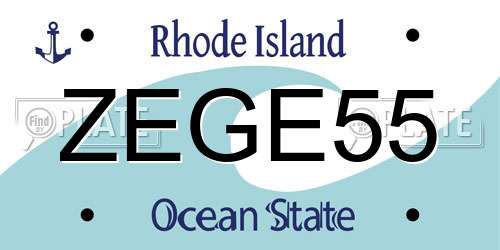 ZEGE55 Rhode Island License Plate