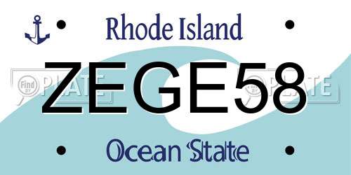 ZEGE58 Rhode Island License Plate