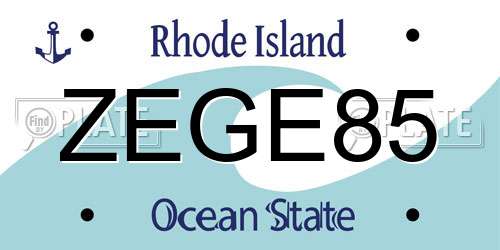 ZEGE85 Rhode Island License Plate