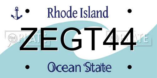 ZEGT44 Rhode Island License Plate