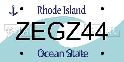 ZEGZ44 Rhode Island License Plate