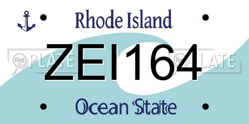 ZEI164 Rhode Island License Plate