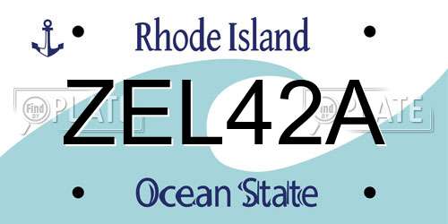 ZEL42A Rhode Island License Plate