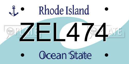 ZEL474 Rhode Island License Plate