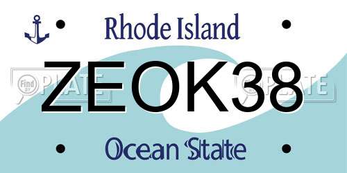ZEOK38 Rhode Island License Plate