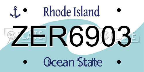 ZER6903 Rhode Island License Plate