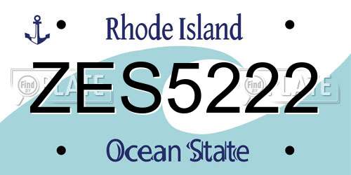 ZES5222 Rhode Island License Plate