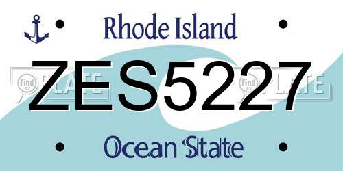 ZES5227 Rhode Island License Plate