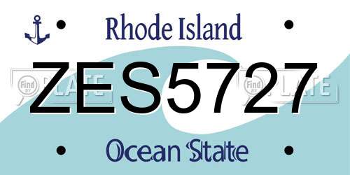 ZES5727 Rhode Island License Plate