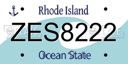 ZES8222 Rhode Island License Plate