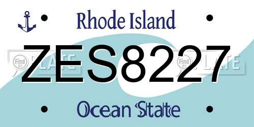 ZES8227 Rhode Island License Plate