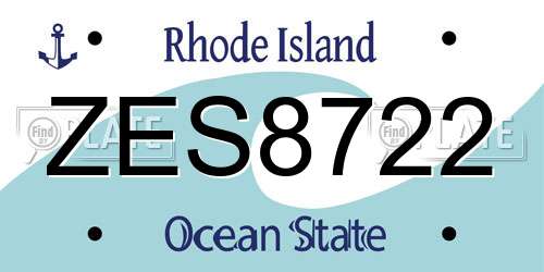 ZES8722 Rhode Island License Plate