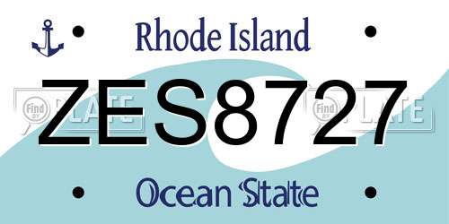 ZES8727 Rhode Island License Plate