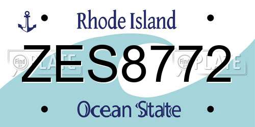 ZES8772 Rhode Island License Plate