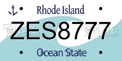 ZES8777 Rhode Island License Plate