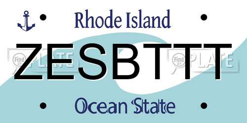 ZESBTTT Rhode Island License Plate