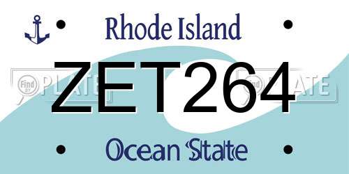 ZET264 Rhode Island License Plate