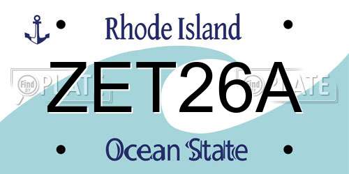 ZET26A Rhode Island License Plate