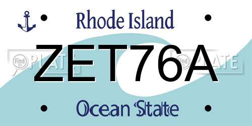 ZET76A Rhode Island License Plate