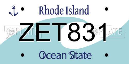 ZET831 Rhode Island License Plate