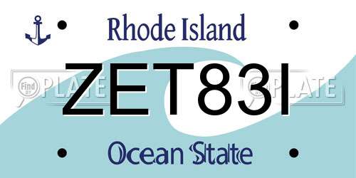 ZET83I Rhode Island License Plate
