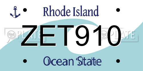 ZET910 Rhode Island License Plate