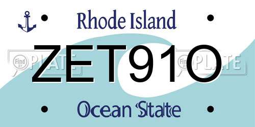 ZET91O Rhode Island License Plate