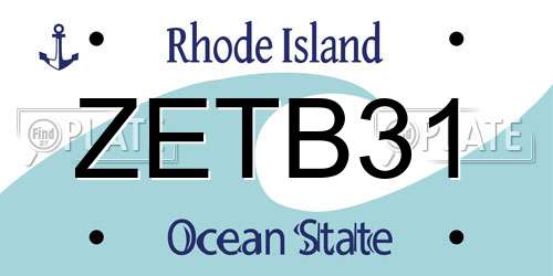 ZETB31 Rhode Island License Plate