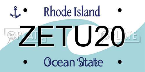 ZETU20 Rhode Island License Plate